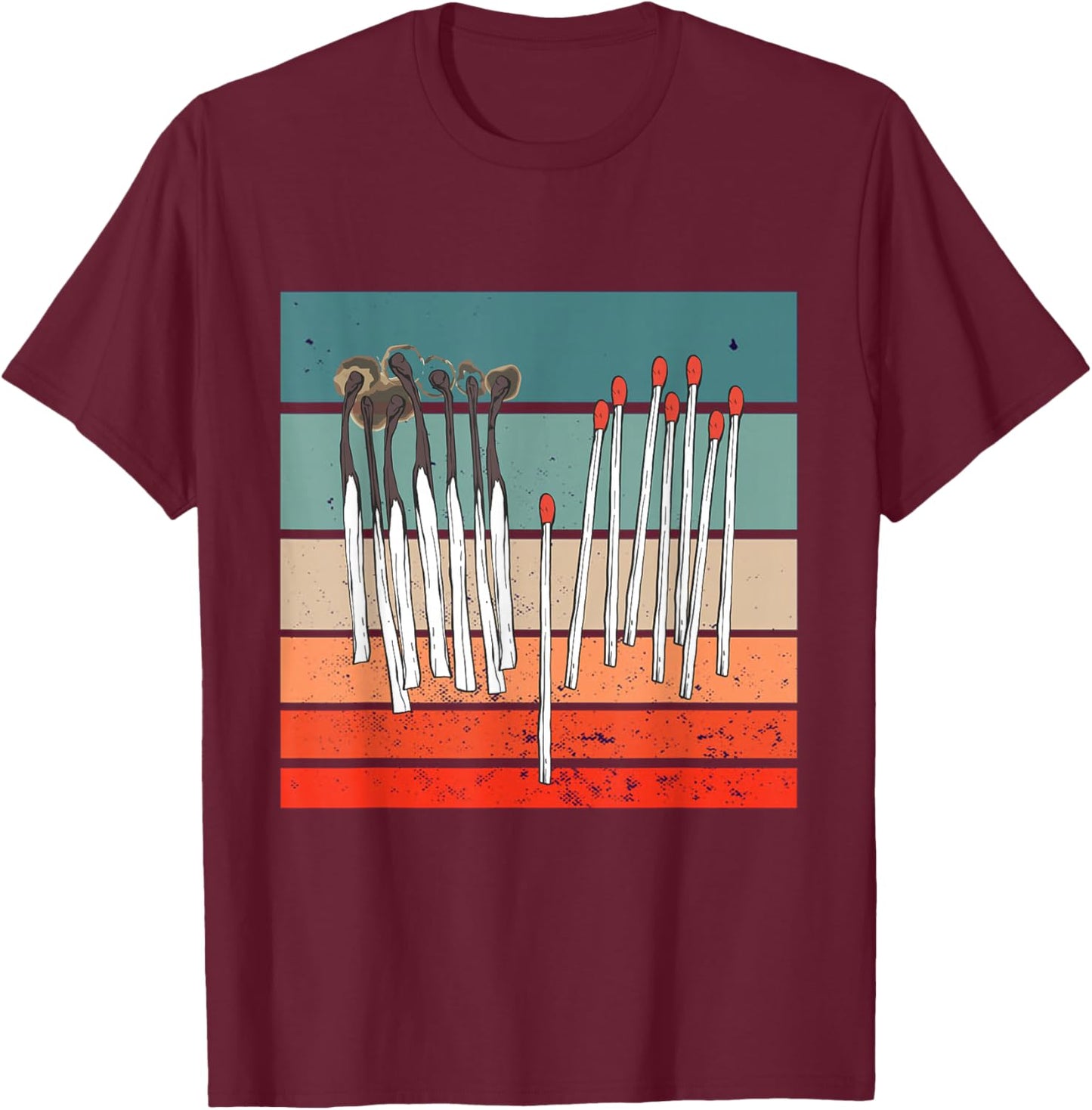 Burnt Matches Unburnt Carbonized Red Tips T-Shirt - T-Shirt | Maroon