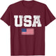USA Men Women Patriotic American US Flag July 4th T-Shirt - T-Shirt | Maroon
