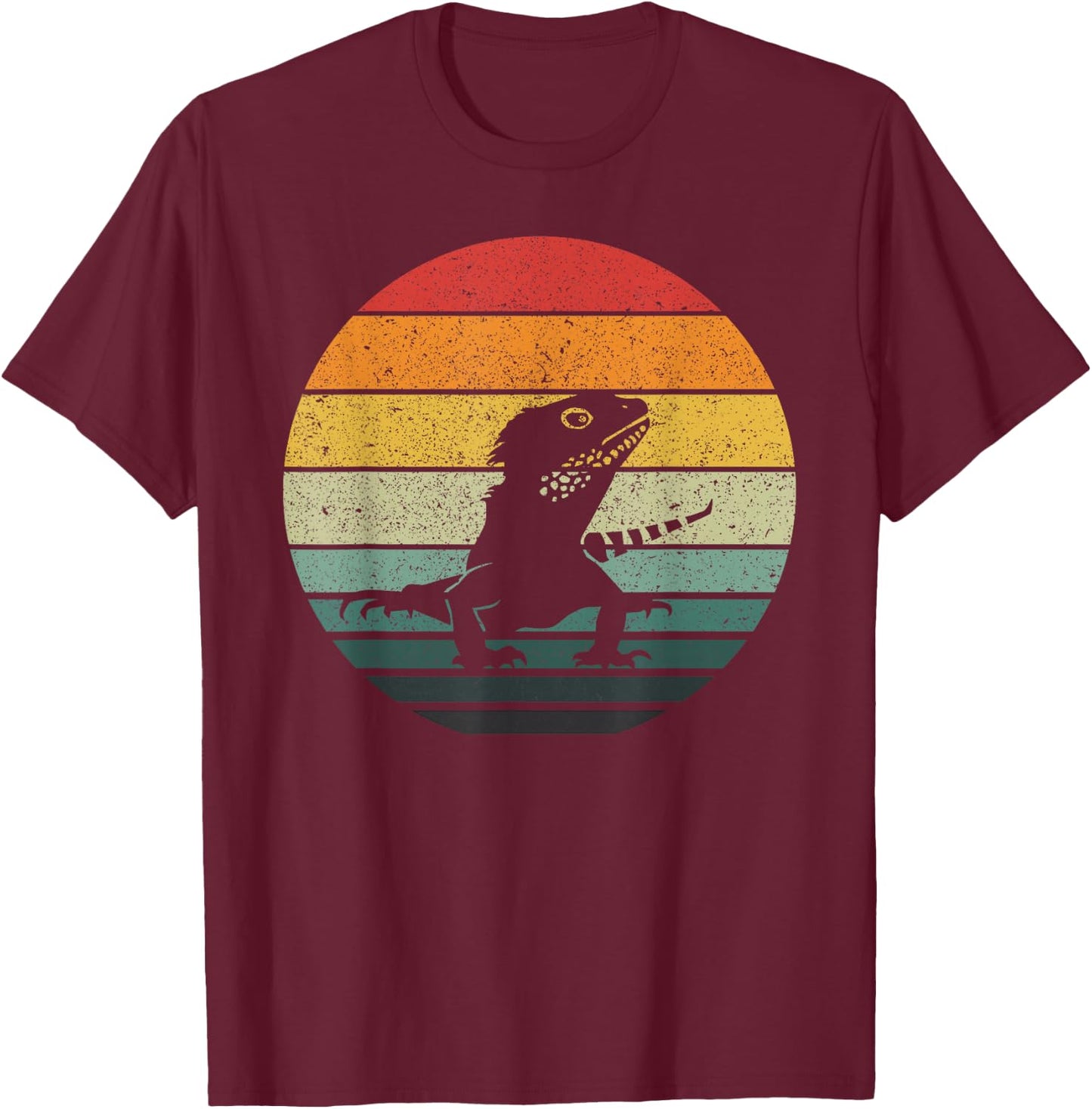 Lizard 60s 70s Art Vintage Lizard Retro Design T-Shirt - T-Shirt | Maroon