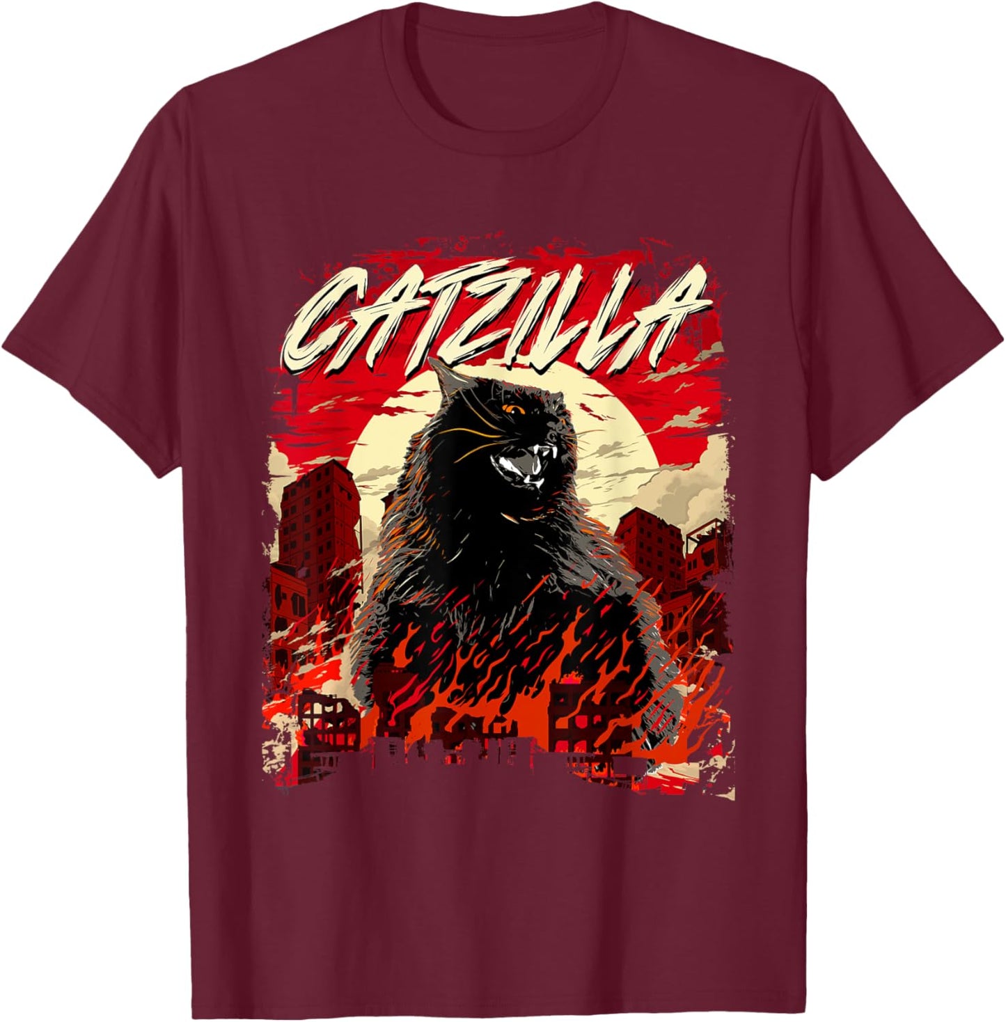 Catzilla - Cat Lover Kitten Owner Kitty Women Girls Kids T-Shirt - T-Shirt | Maroon
