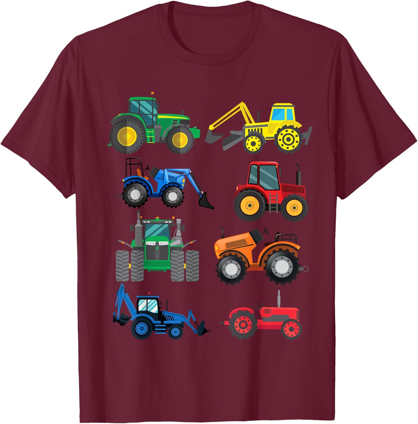 Tractor with Tractors, Agricultural Machinery, Combine Harvester, Boys T-Shirt - T-Shirt | Maroon