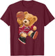 Cute Teddy Bear Playing Basketball Small T-Shirt - T-Shirt | Maroon