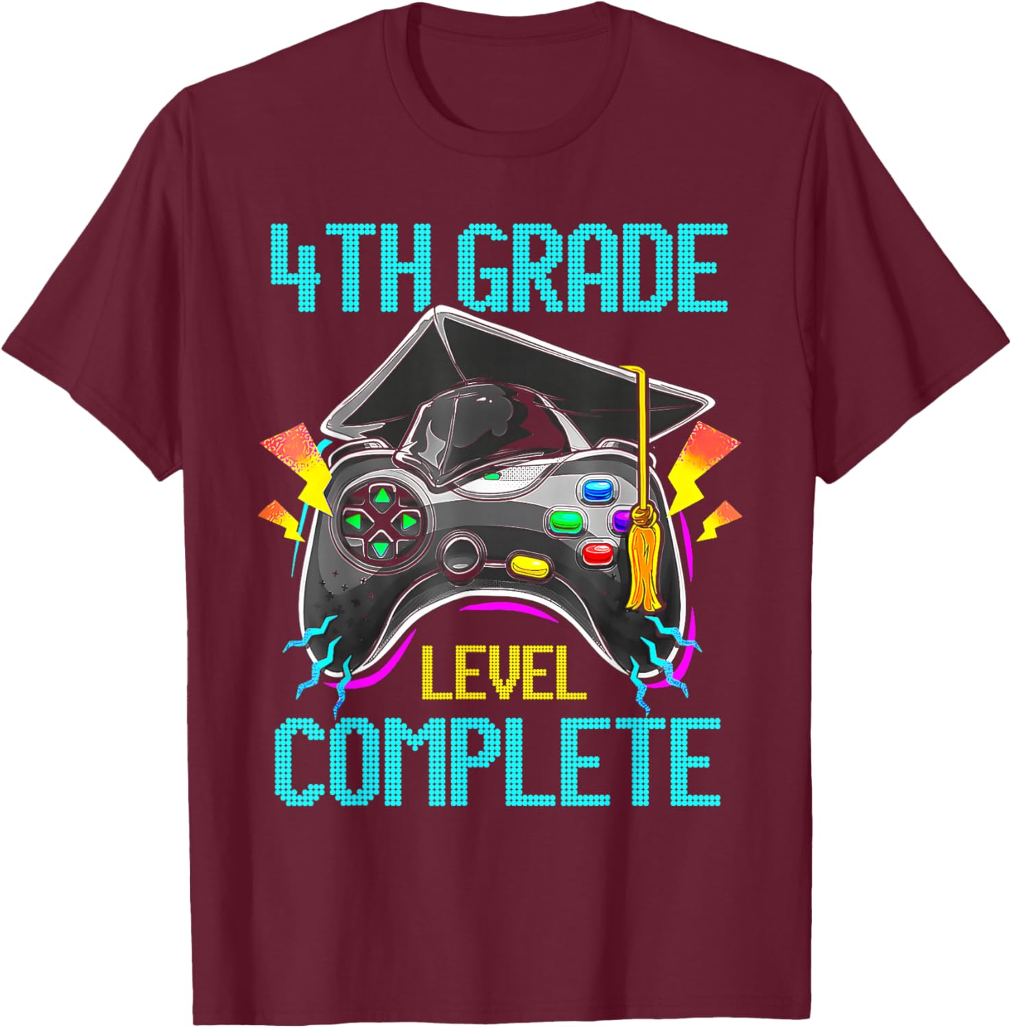 4th Grade Level Complete Last Day Of School Graduate Boys T-Shirt - T-Shirt | Maroon