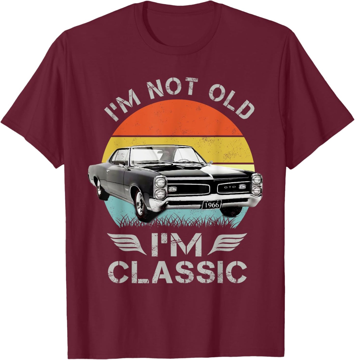 1966 66 GTO Classic Car Old School Muscle Car T-Shirt - T-Shirt | Maroon