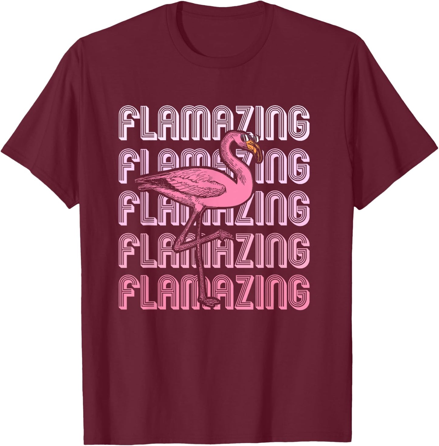 Flamazing Flamingo Sunglasses Funny Party T-Shirt - T-Shirt | Maroon