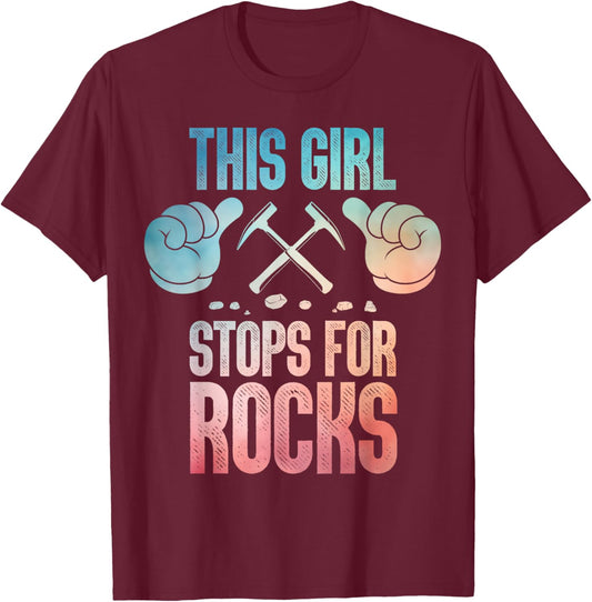 Cool Geology Art Girls Geologist Rock Collector T-Shirt - T-Shirt | Maroon