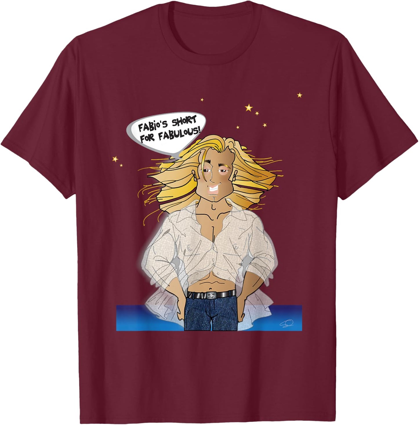 Funny Fabio "look-a-like" T-Shirt - T-Shirt | Maroon