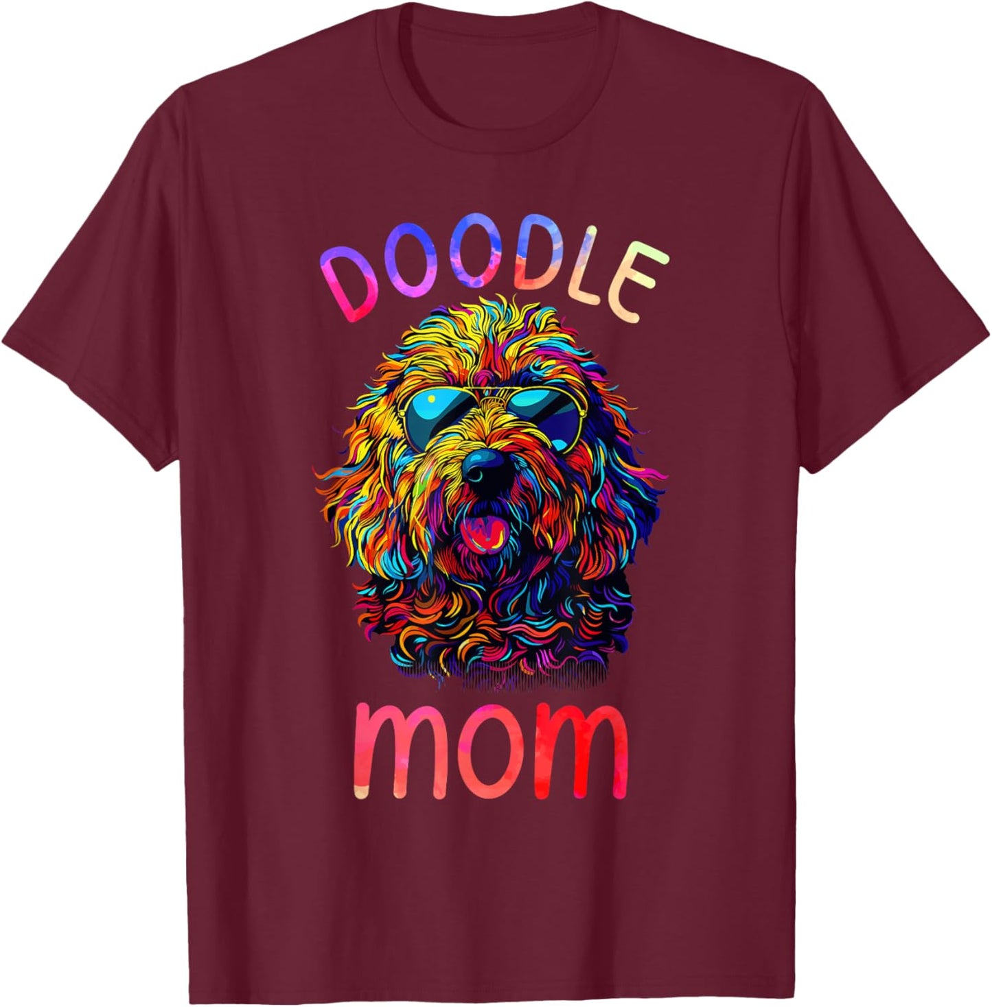 Goldendoodle Lovers Pop Art Sunglasses Goldendoodle Mom T-Shirt - T-Shirt | Maroon