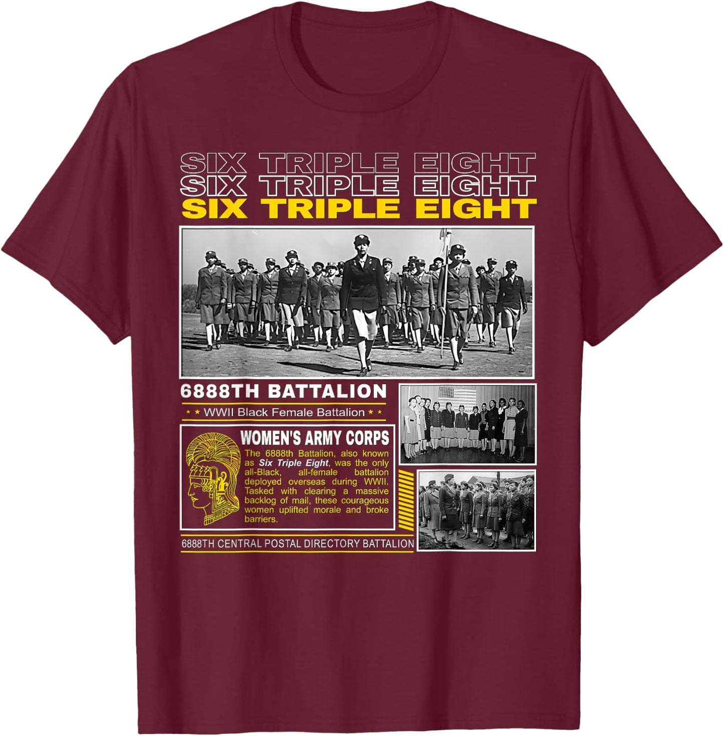 WWII Black Women’s Battalion Legacy 6888th T-Shirt - T-Shirt | Maroon