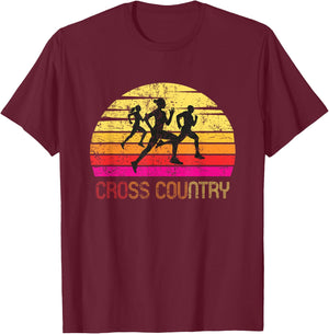 Vintage Retro Cross Country - Cross country Running Gift T-Shirt - T-Shirt | Maroon