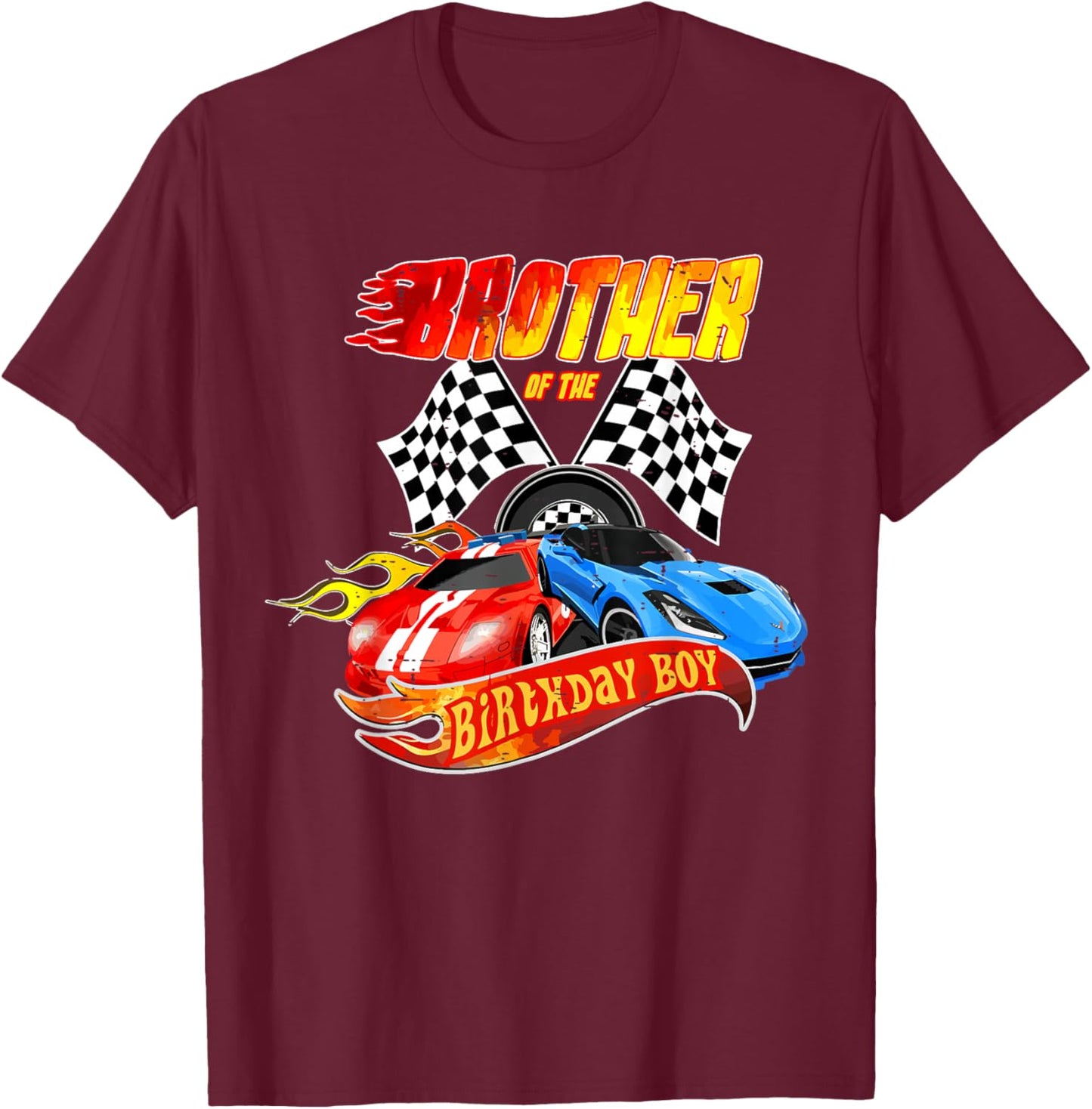 Brother Of The Birthday Boy Race Car Birthday Party Racing T-Shirt - T-Shirt | Maroon