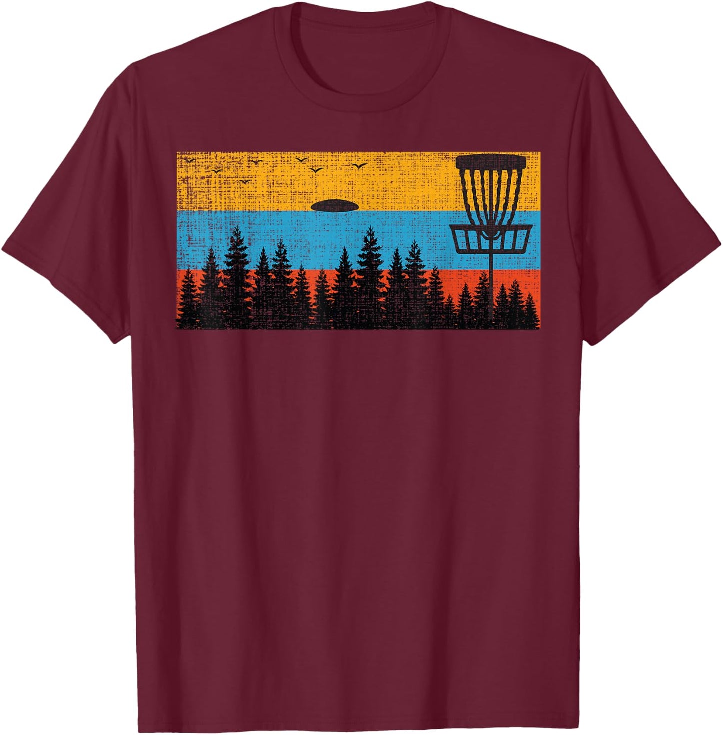 Retro Disc Golf Frolf Frisbee Vintage 70s 80s Style T-Shirt - T-Shirt | Maroon