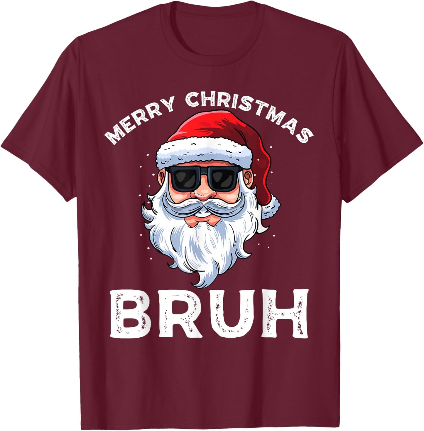 Merry Christmas Bruh Meme Funny Saying for Brother Boys Men T-Shirt - T-Shirt | Maroon