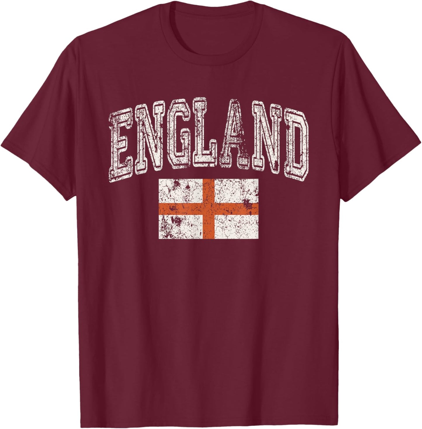 Vintage Retro Faded England Flag English Pride T-Shirt - T-Shirt | Maroon