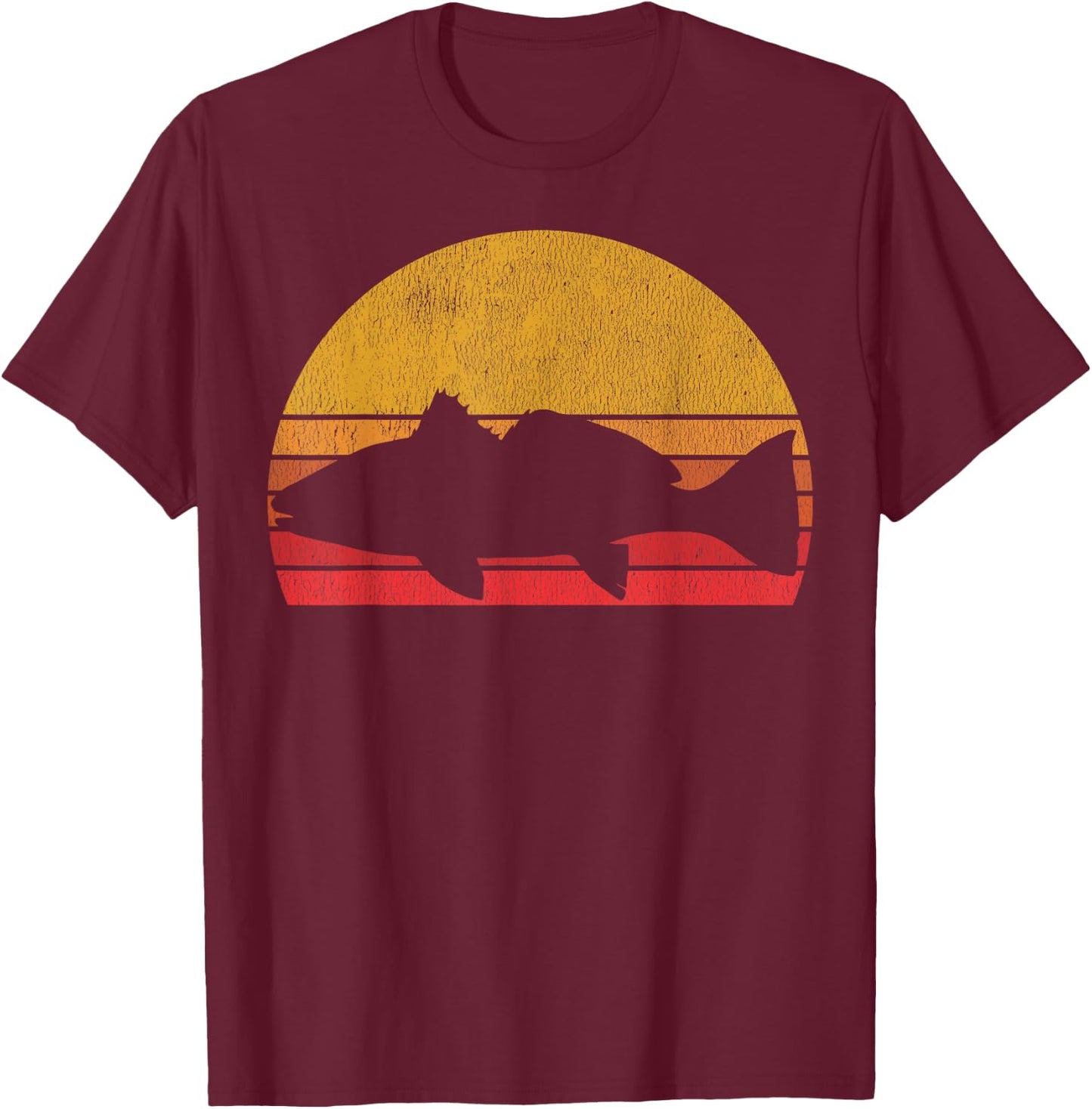 Redfish Retro Saltwater Fisherman Fishing T-Shirt - T-Shirt | Maroon