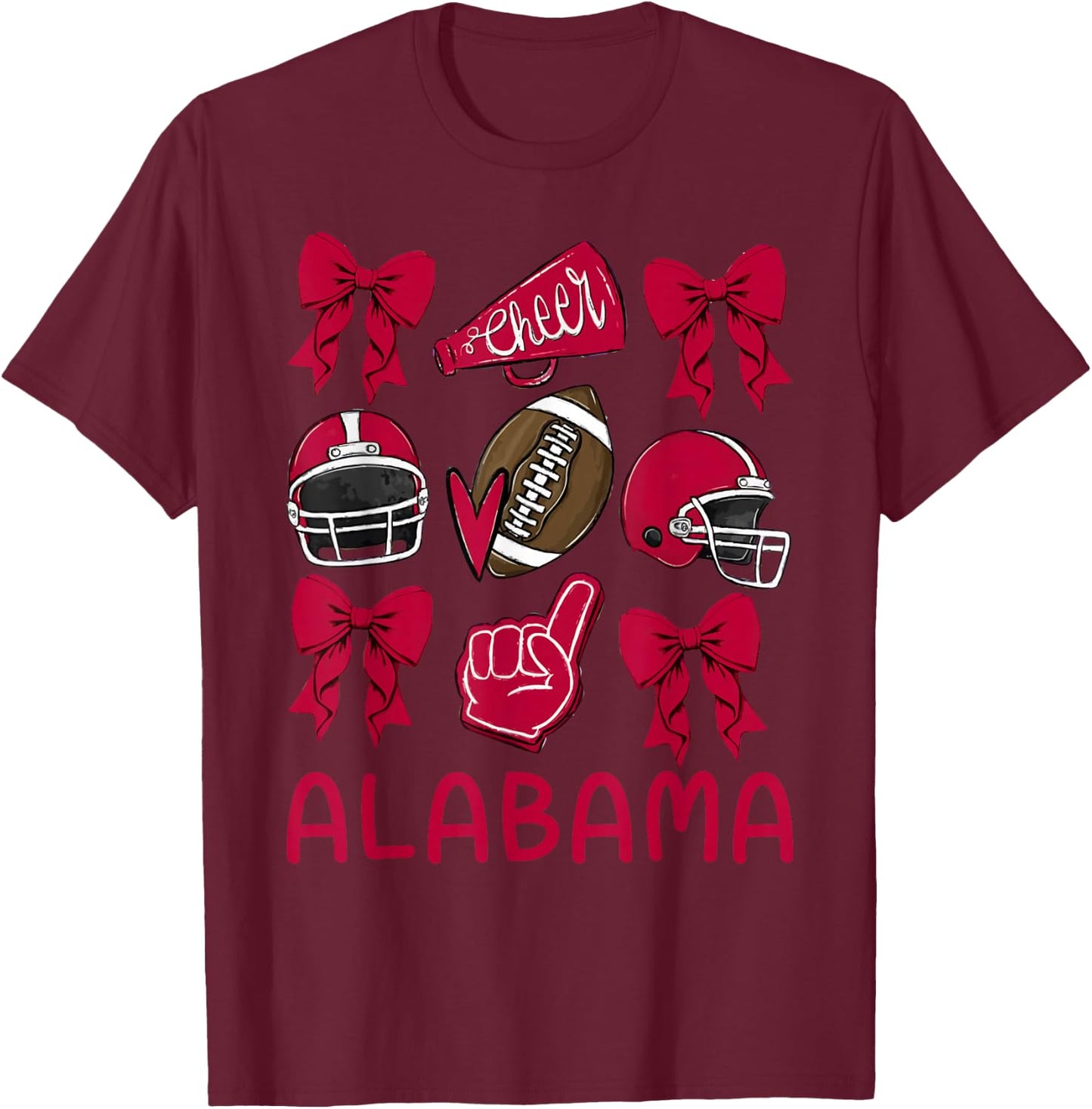 Alabama Women Girls Kids Sister Daughter Niece Coquette Bow T-Shirt - T-Shirt | Maroon