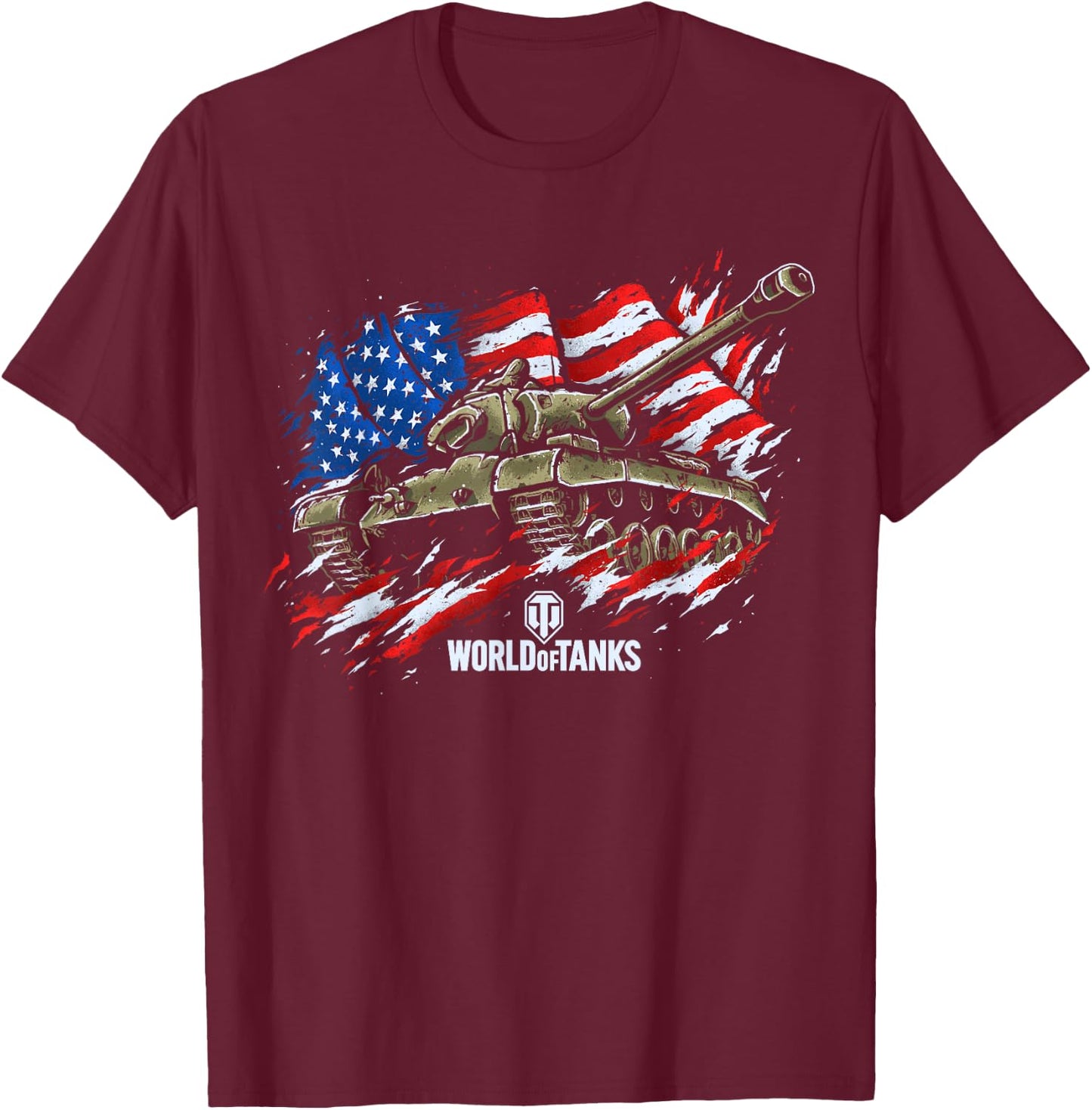 World of Tanks Veterans Day Collection (T26E3 Eagle 7) T-Shirt - T-Shirt | Maroon