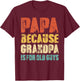 Papa Because Grandpa Is For Old Guys Funny Grandfather Dad T-Shirt - T-Shirt | Maroon