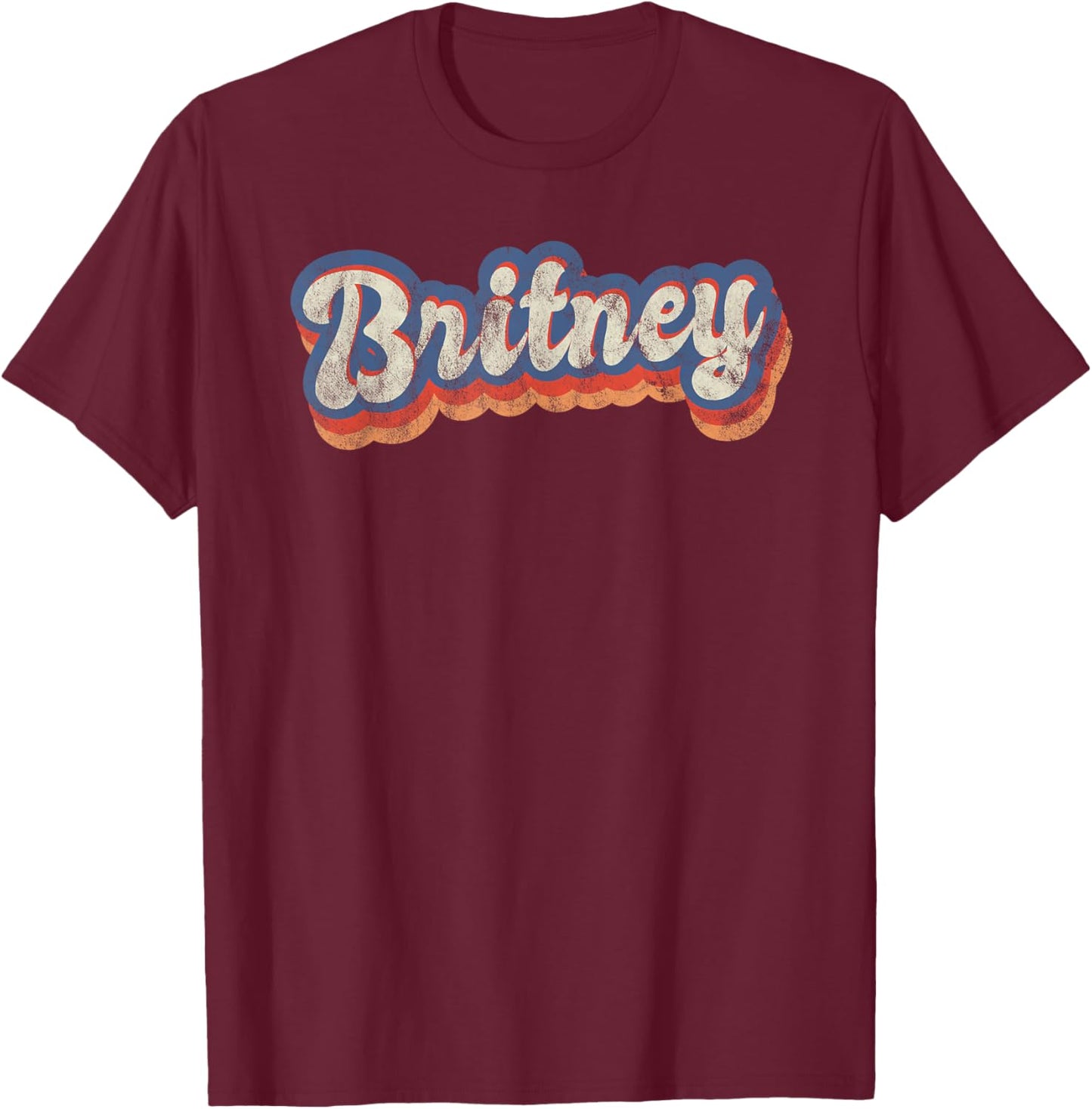 Britney Personalisiertes Namensshirt mit individuellem Schriftzug 70er Jahre T-Shirt - T-Shirt | Maroon