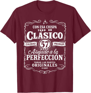 Vintage 57th Birthday Men Funny Cumpleaños 57 Spanish Gag T-Shirt - T-Shirt | Maroon