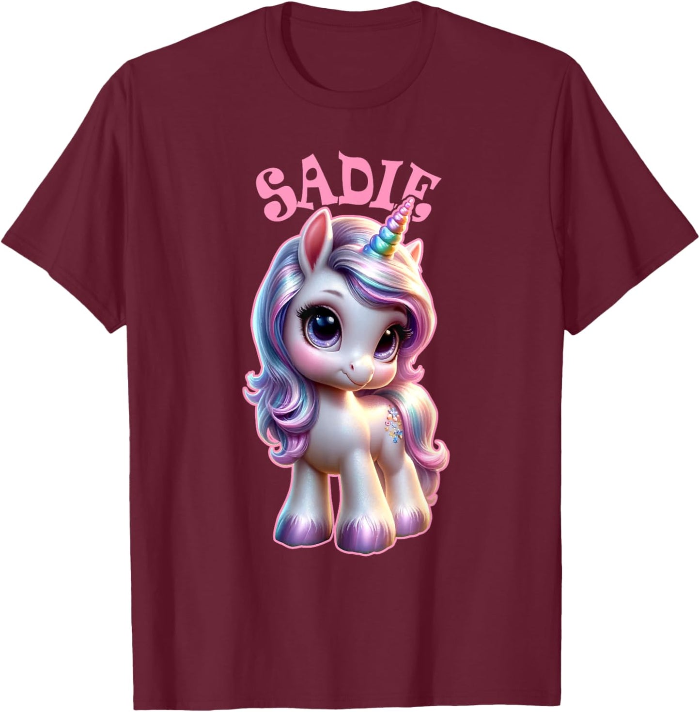 Sadie Cute Unicorn Design for Girls Name Sadie T-Shirt - T-Shirt | Maroon