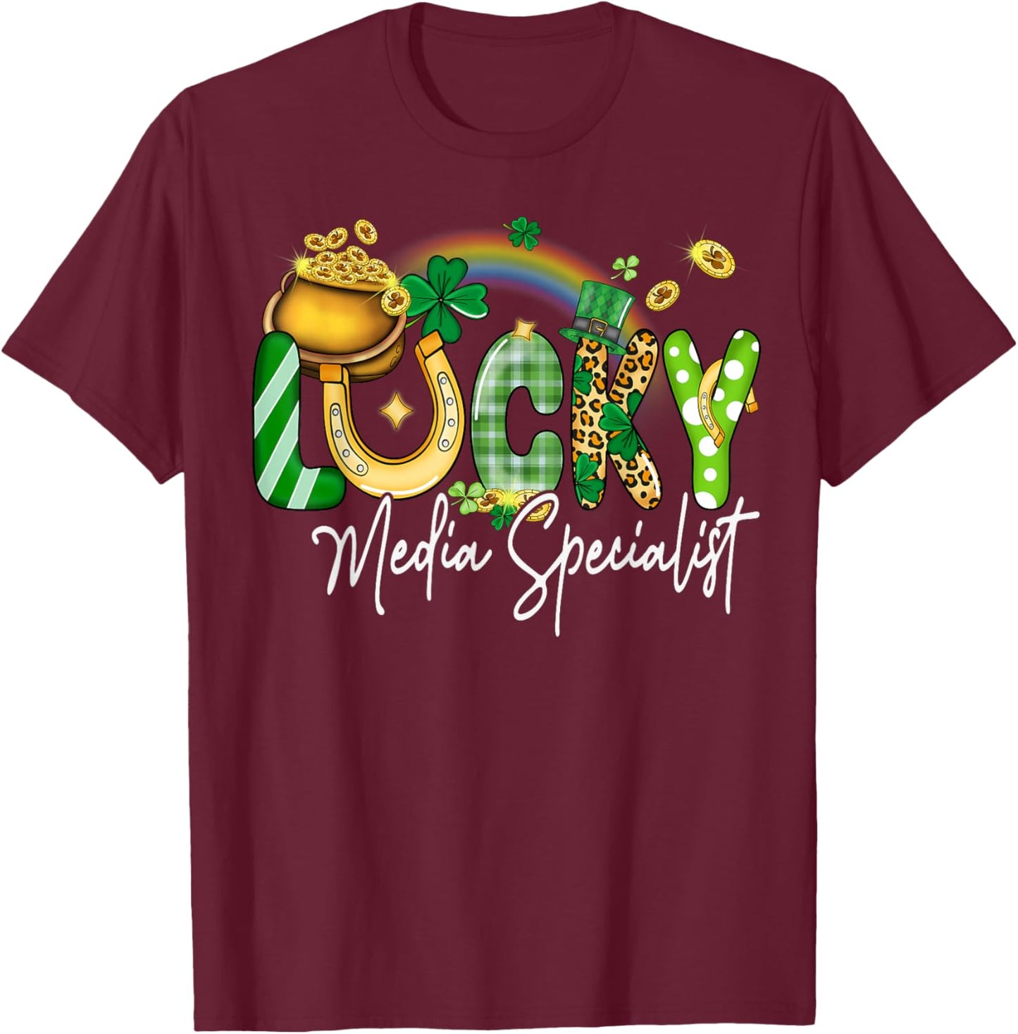 Lucky Media Specialist St Patricks Day Family Matching T-Shirt - T-Shirt | Maroon