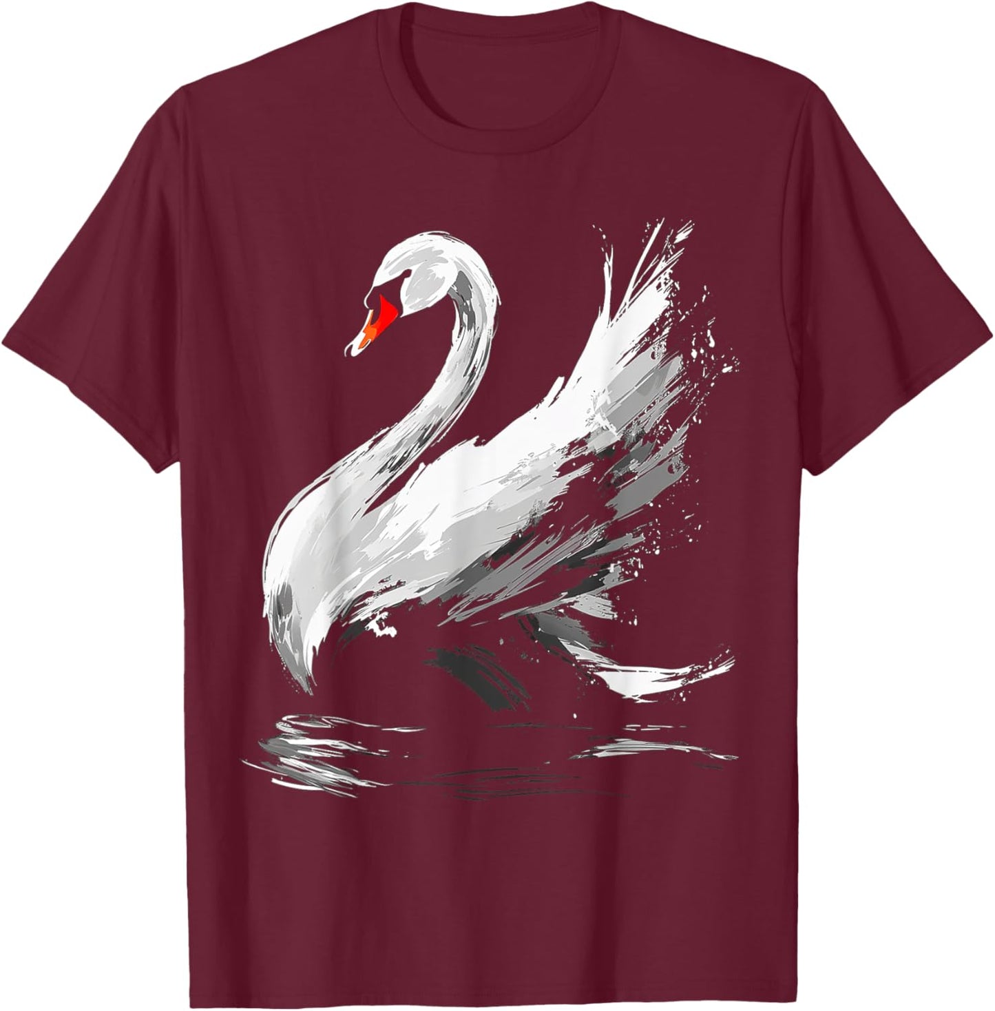 Swan Abstract Bird Art Animal Drawing Motif Swan T-Shirt - T-Shirt | Maroon
