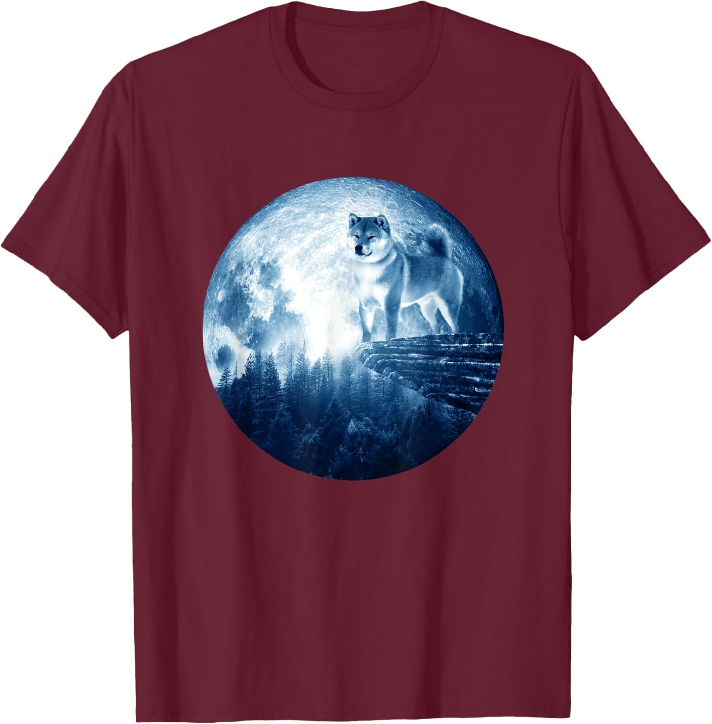 Shiba Inu Dog Moon Dog Mom Dad Women Men Dog Lovers T-Shirt - T-Shirt | Maroon