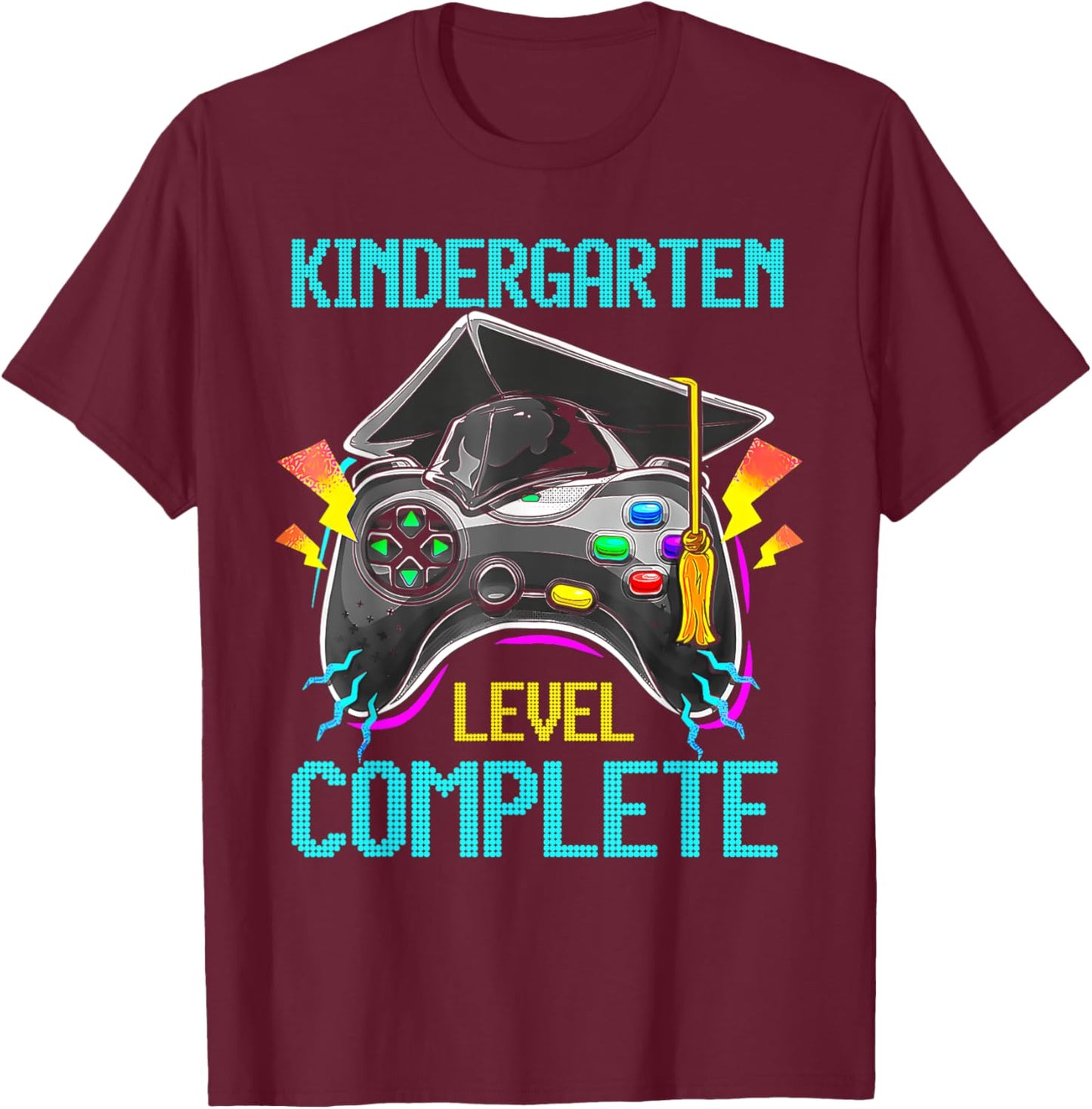 Kindergarten Level Complete Last Day Of School Graduate Boys T-Shirt - T-Shirt | Maroon