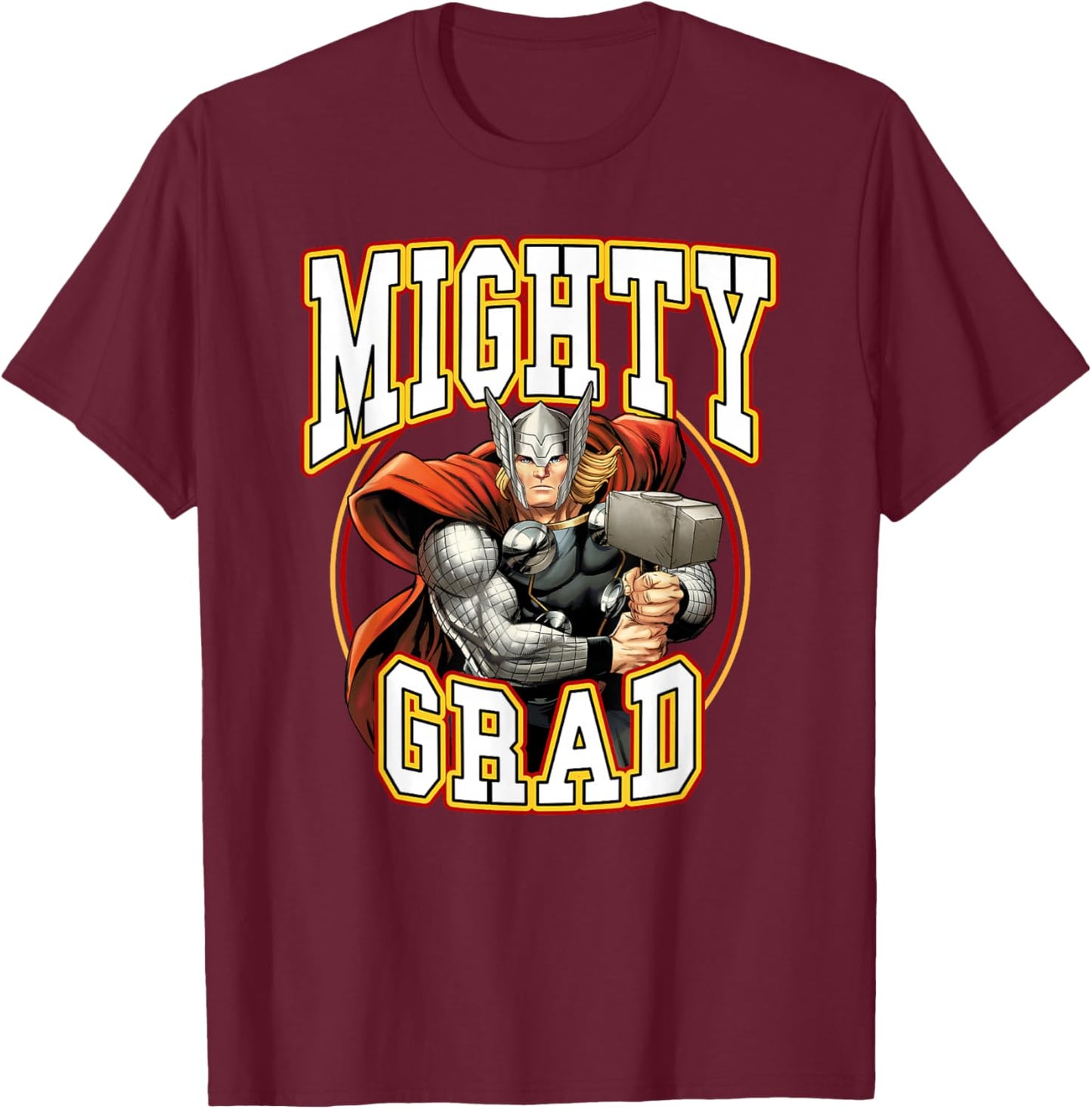 Marvel Avengers Mighty Grad Thor Epic Graduation Big Logo T-Shirt - T-Shirt | Maroon