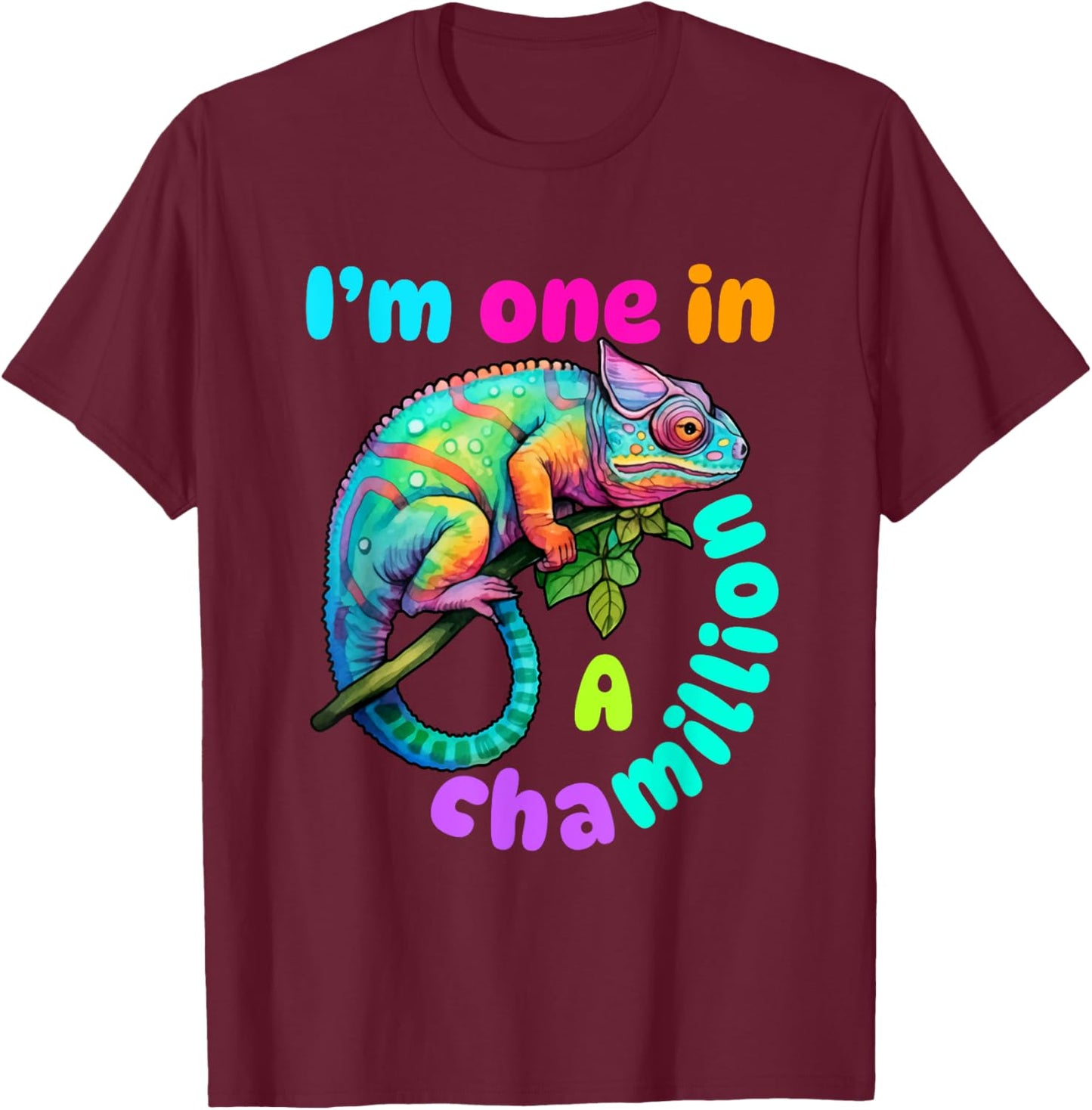 Chameleon Cute Lizard Saying Pun Kids Boys Toddlers T-Shirt - T-Shirt | Maroon