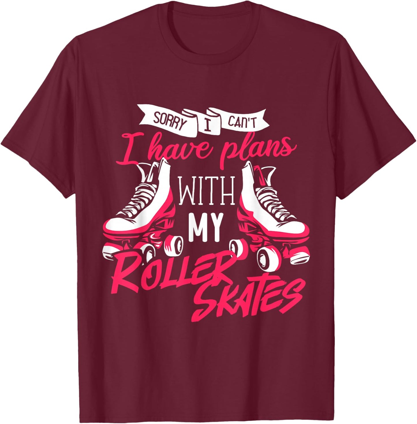 Skater Rollerblades Roller Skating Girl Design T-Shirt - T-Shirt | Maroon