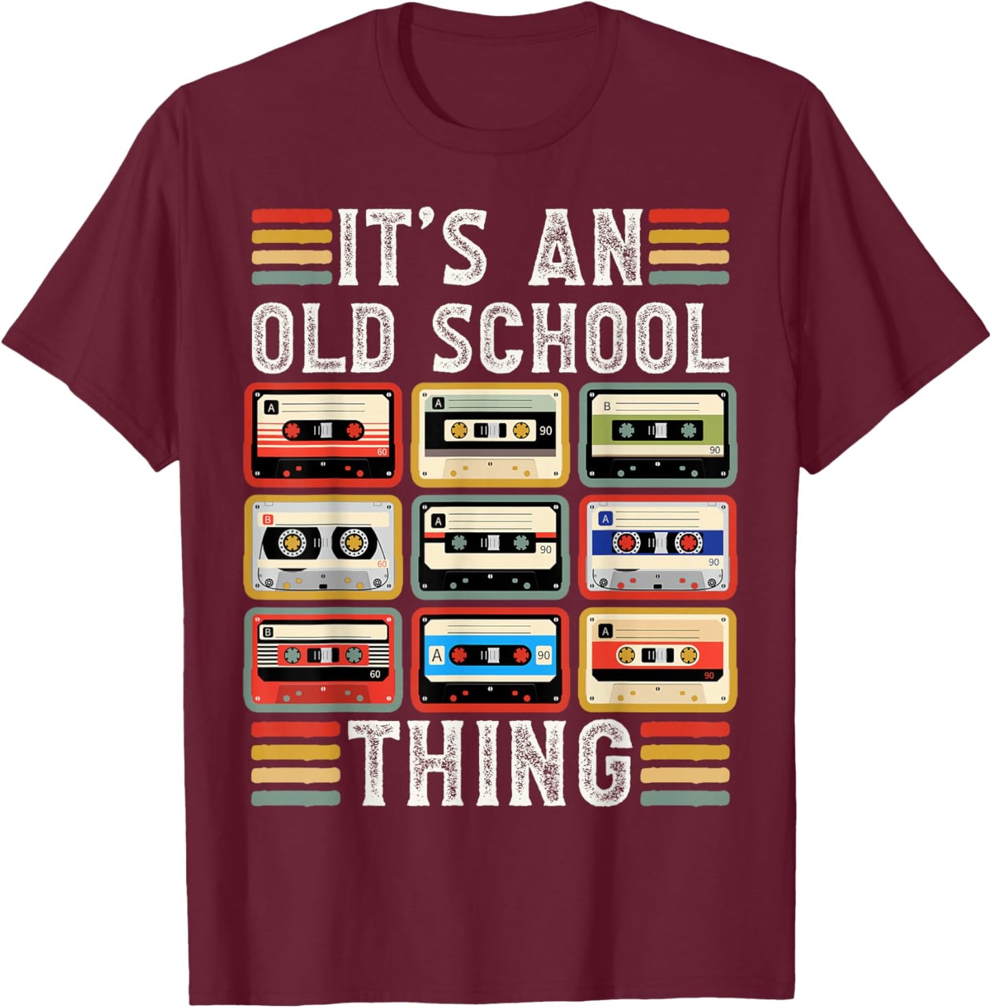 Retro Cassette Tape Music 80s 90s Men Women Boys T-Shirt - T-Shirt | Maroon