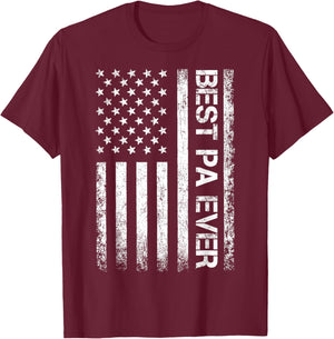 Best Pa Ever American Flag Father's Day T-Shirt - T-Shirt | Maroon