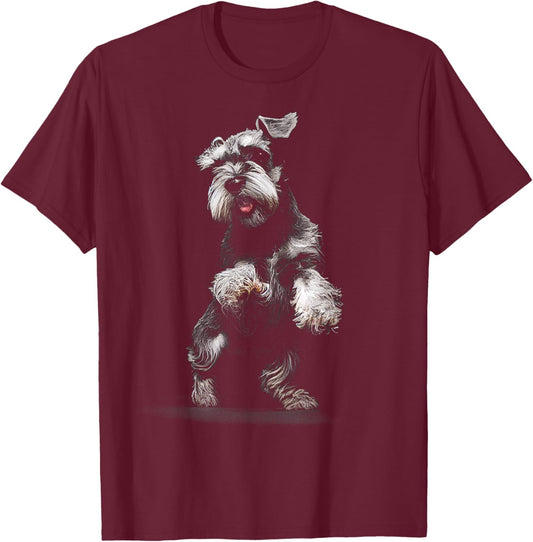 Miniature Schnauzer Dog Art Miniature Schnauzer T-Shirt - T-Shirt | Maroon