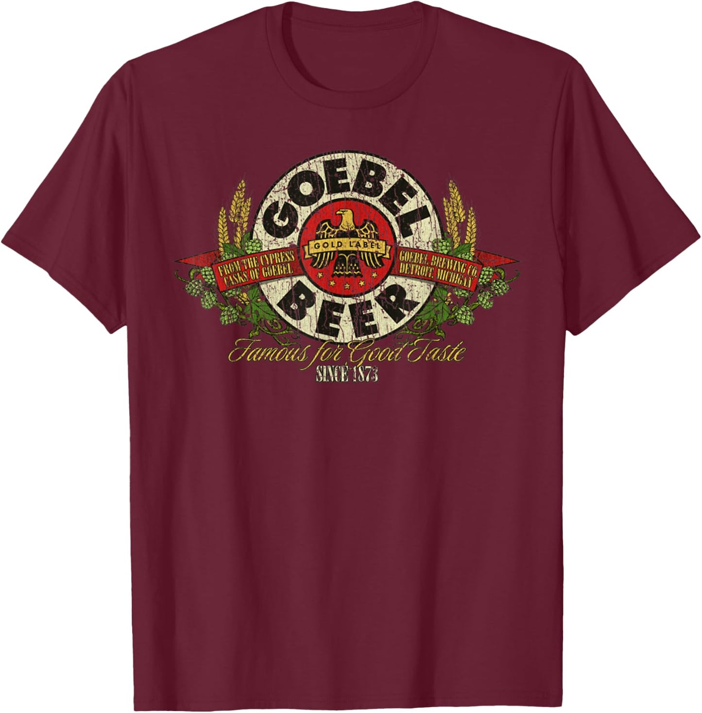 Vintage Funny Classic Beer Retro Goebel Drinking Lover T-Shirt - T-Shirt | Maroon