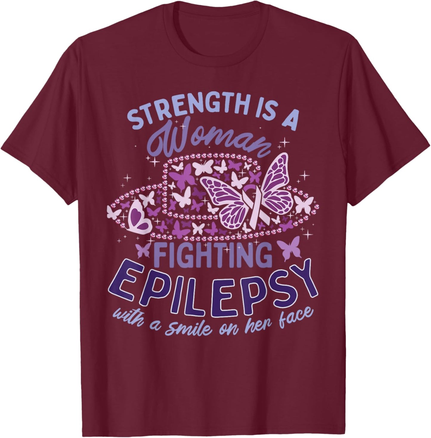 Women Epilepsy Warrior T-Shirt - T-Shirt | Maroon