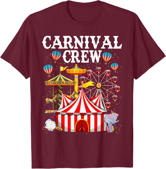 Carnival Crew for Birthday Theme Party Matching Family T-Shirt - T-Shirt | Maroon