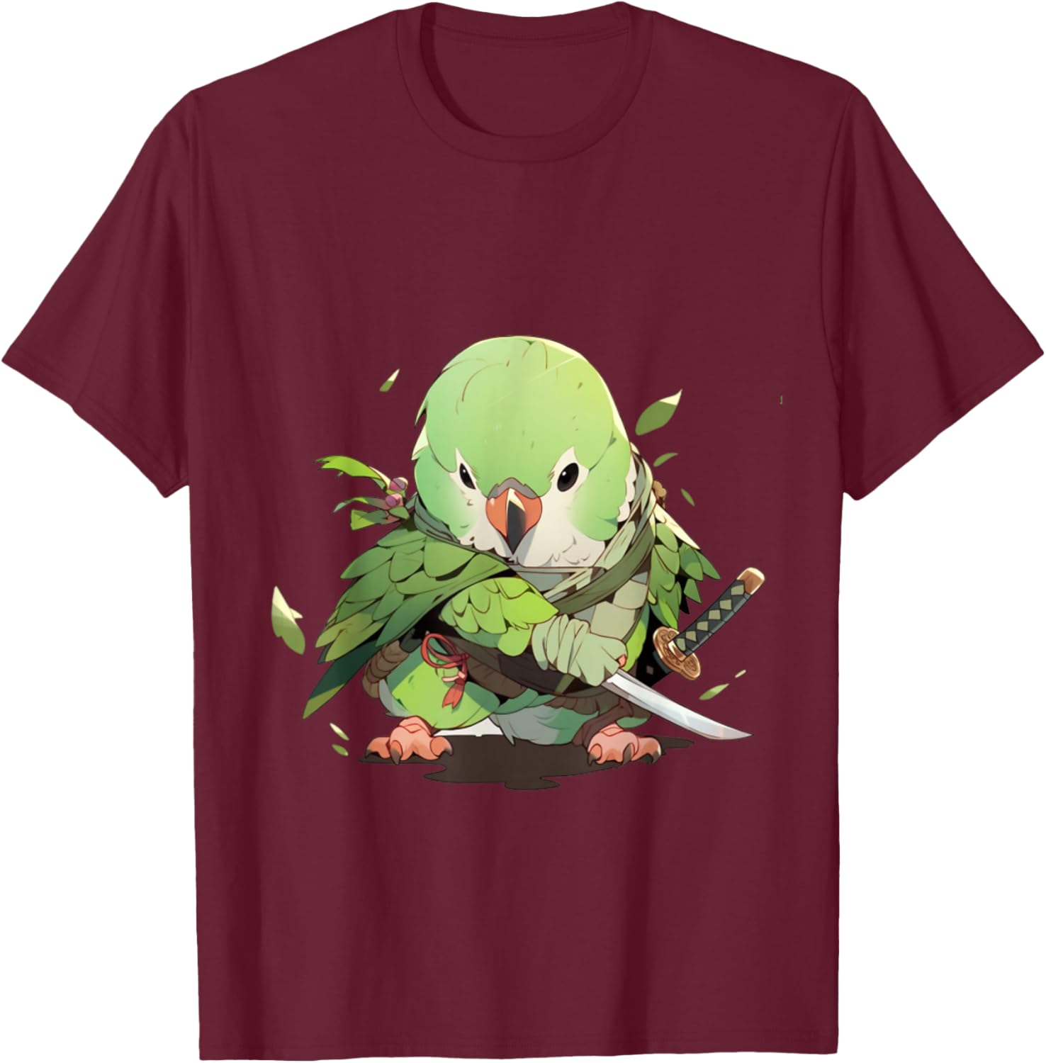 Samurai Quaker Parrot T-Shirt - T-Shirt | Maroon