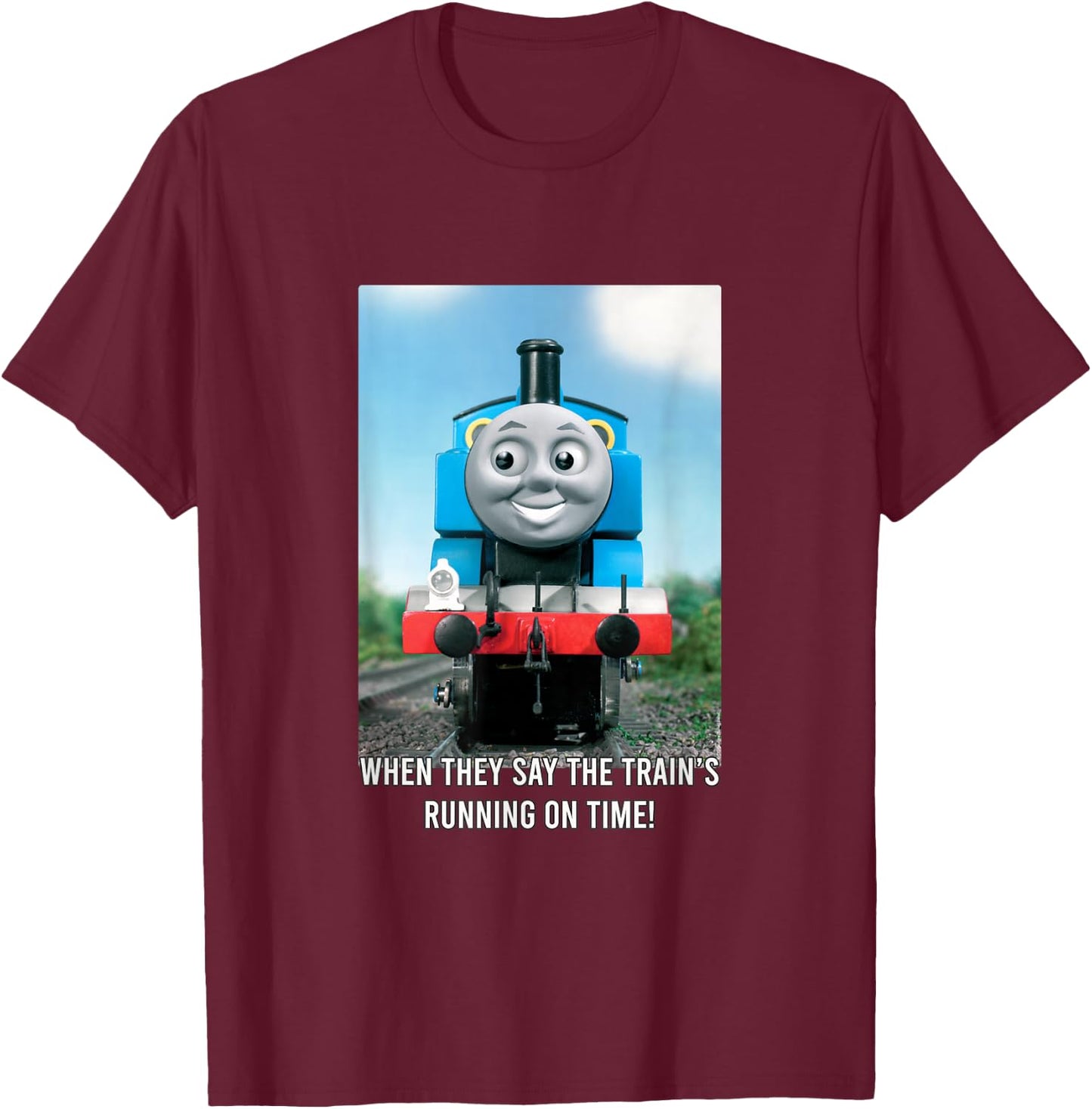 Thomas & Friends - Train's Running on Time T-Shirt - T-Shirt | Maroon
