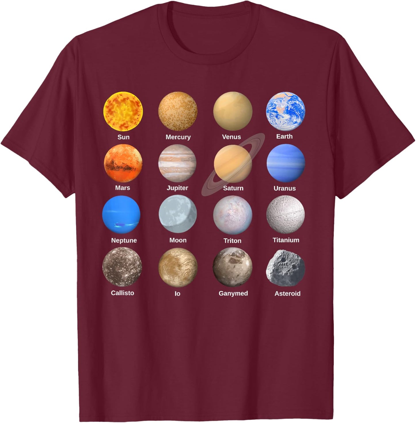 Solar System Planets Science Space Boys Girls STEM Kids T-Shirt - T-Shirt | Maroon