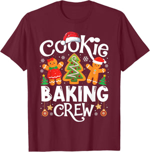 Cookie Baking Crew Cooking Lover Santa Xmas Gingerbread T-Shirt - T-Shirt | Maroon