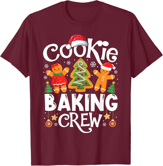 Cookie Baking Crew Cooking Lover Santa Xmas Gingerbread T-Shirt - T-Shirt | Maroon