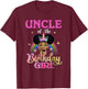 Uncle of The Birthday Girl Princess Afro Melanin Unicorn T-Shirt - T-Shirt | Maroon