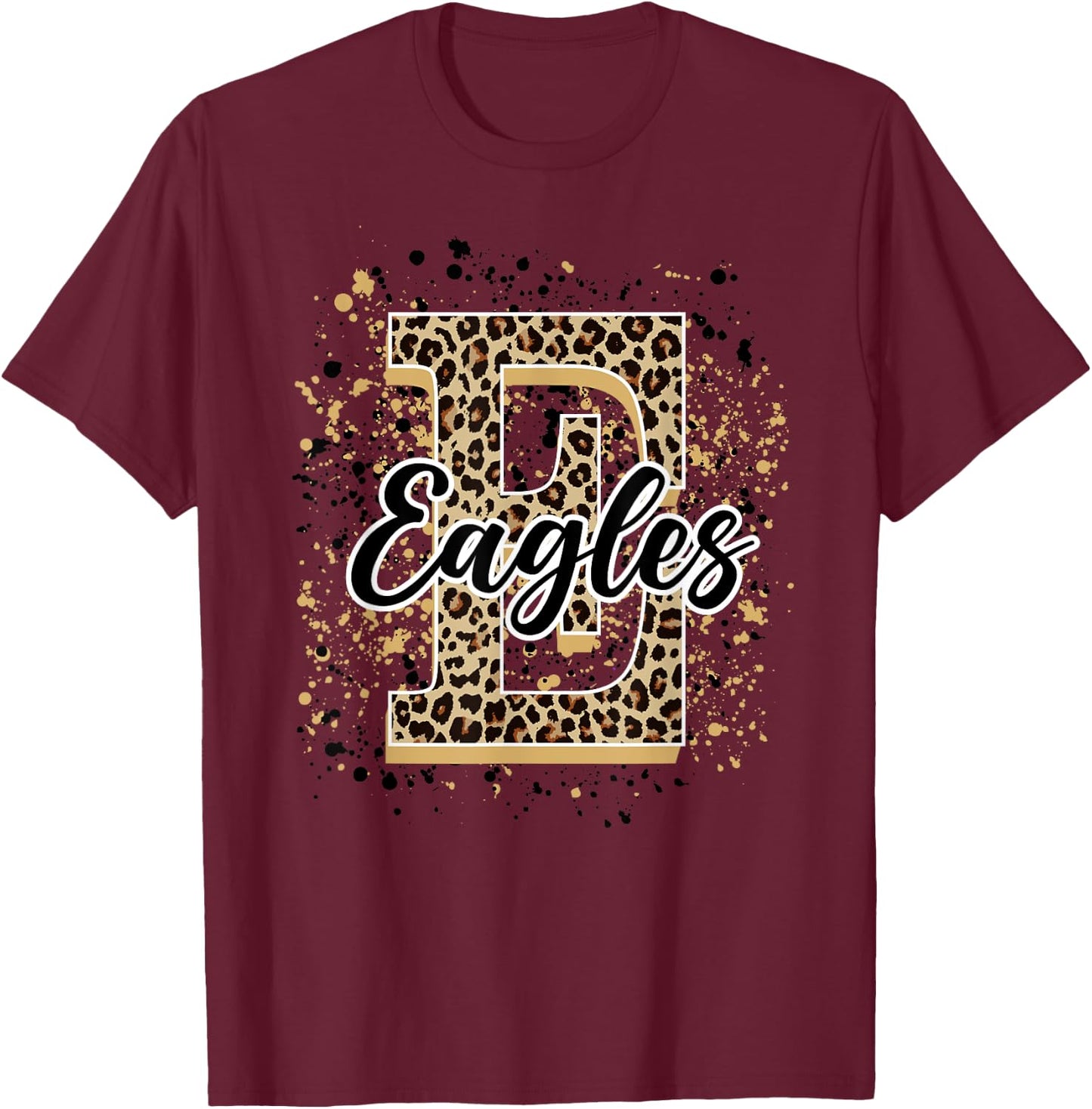 Eagles Splatter School Spirit Eagle Pride Gold Black Eagles T-Shirt - T-Shirt | Maroon
