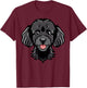 Cute Black Poodle Face Cartoon Puppy Dog Lover T-Shirt - T-Shirt | Maroon