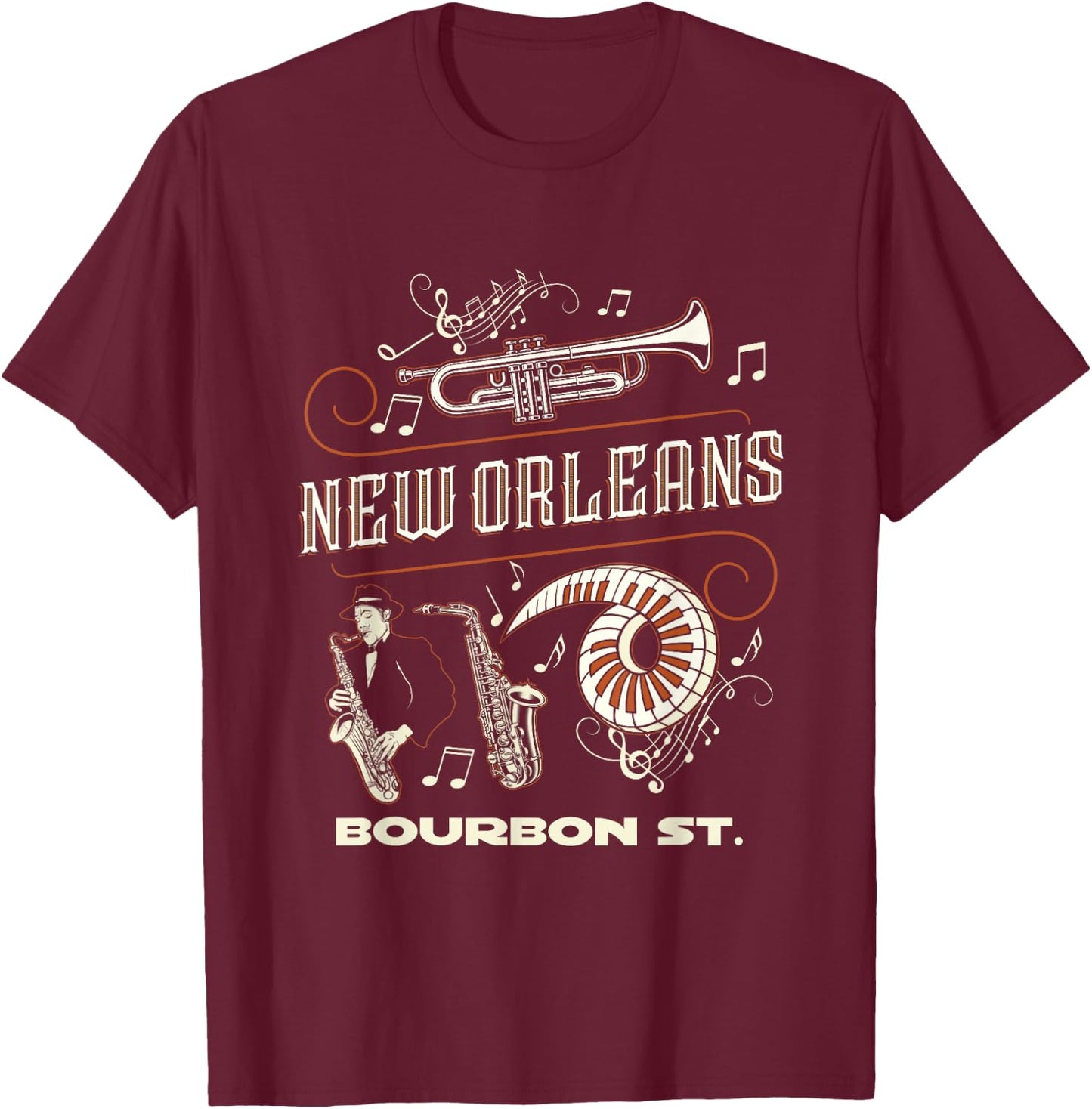 New Orleans Louisiana Jazz Festival Vintage Small T-Shirt - T-Shirt | Maroon