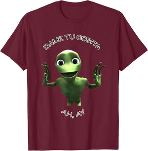 Dame Tu Cosita Dancing Green Alien T-Shirt - T-Shirt | Maroon