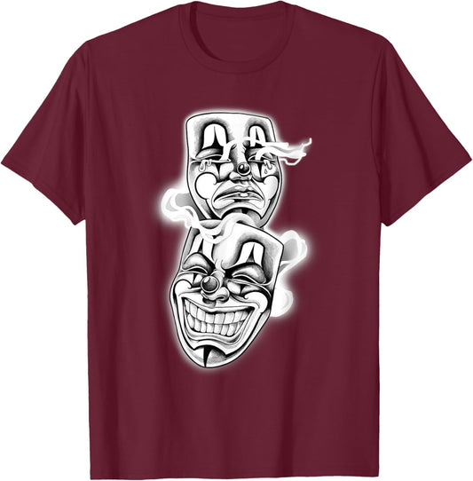 Laugh Now Cry Later Chicano Tattoo Flash T-Shirt - T-Shirt | Maroon