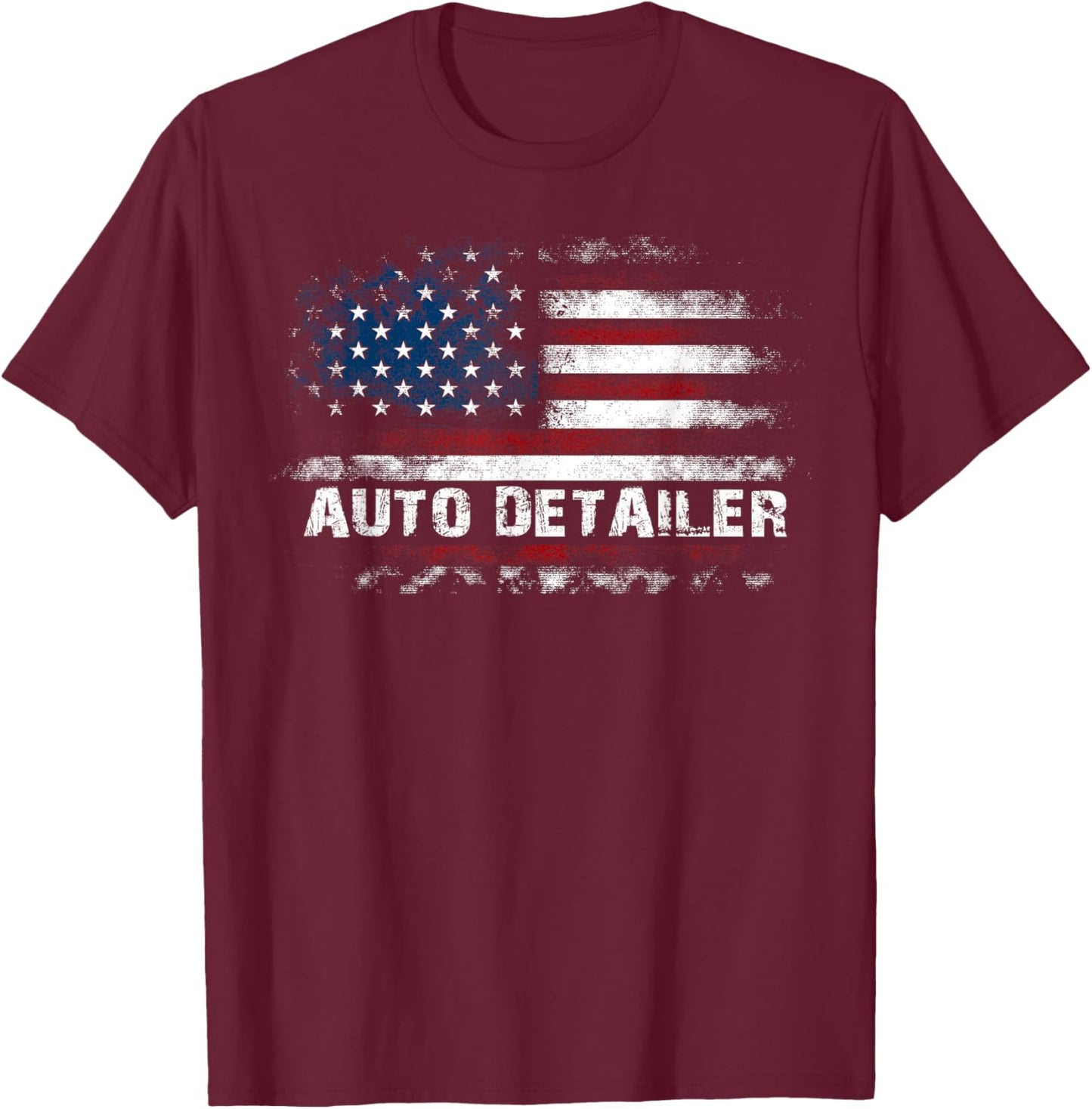 Car Detailer USA Flag Auto Detailing Car Lover T-Shirt - T-Shirt | Maroon